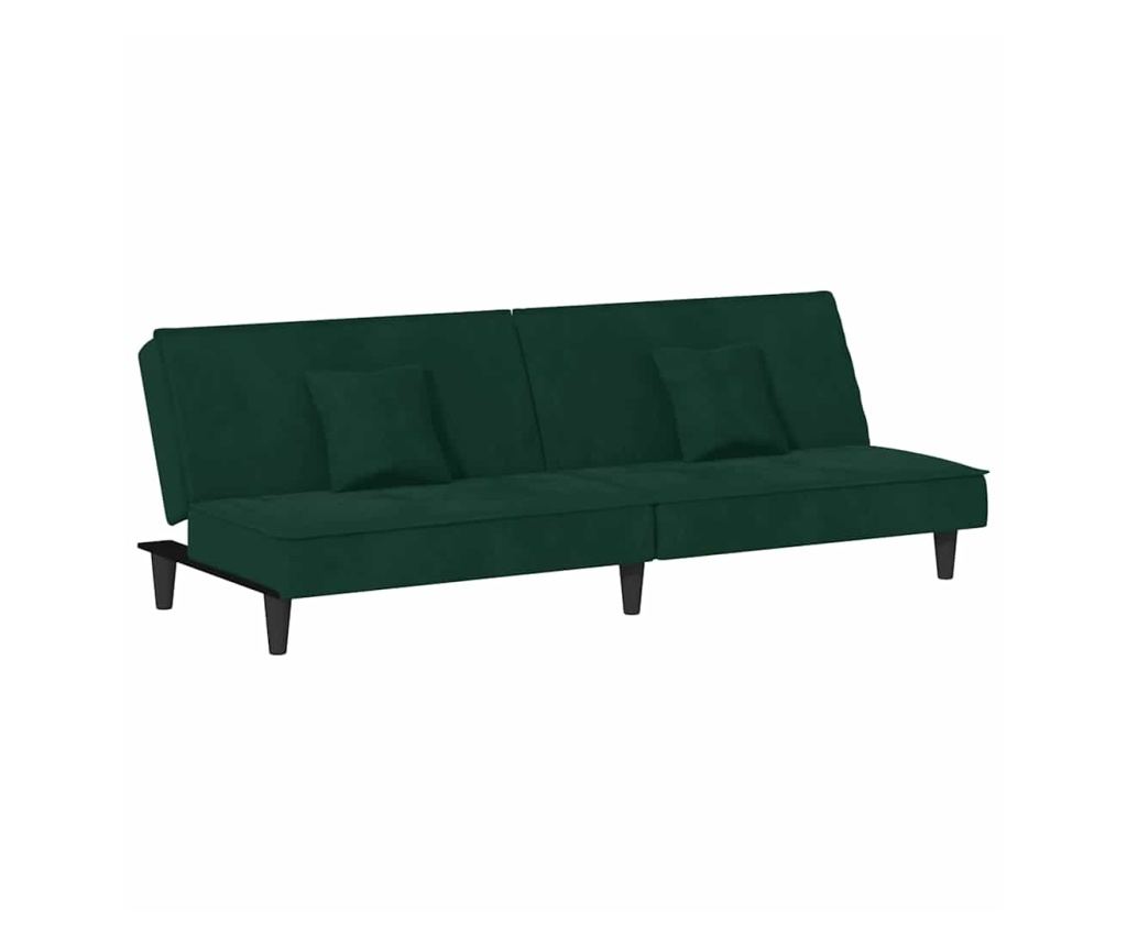 Разтегателен диван, тъмнозелен, кадифе - 2