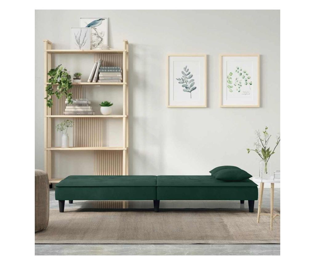 Разтегателен диван, тъмнозелен, кадифе - 3