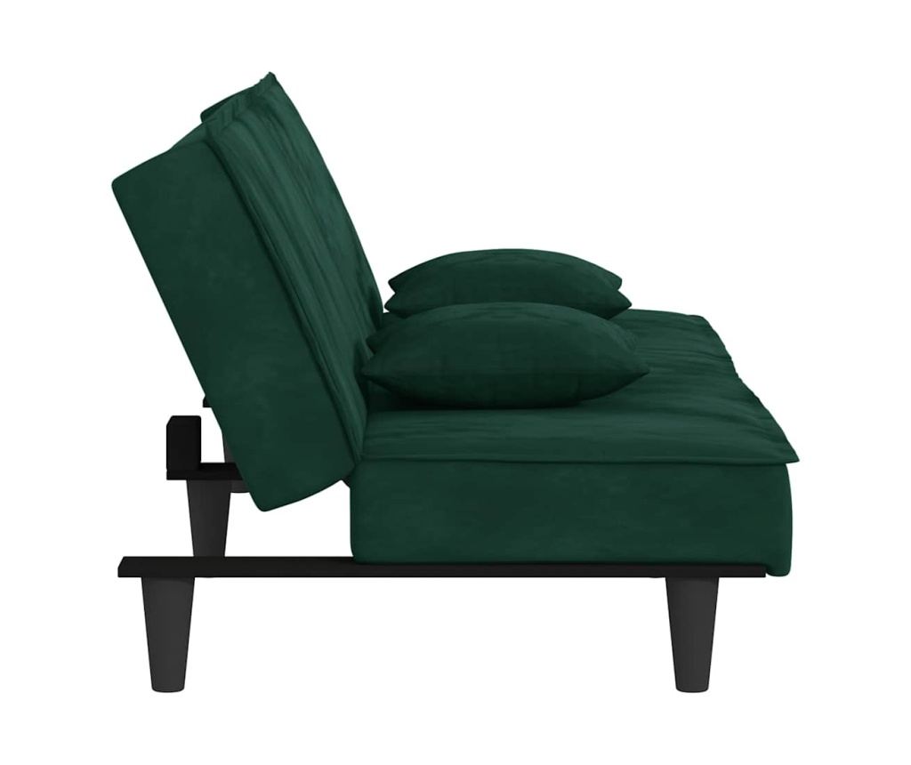 Разтегателен диван, тъмнозелен, кадифе - 5
