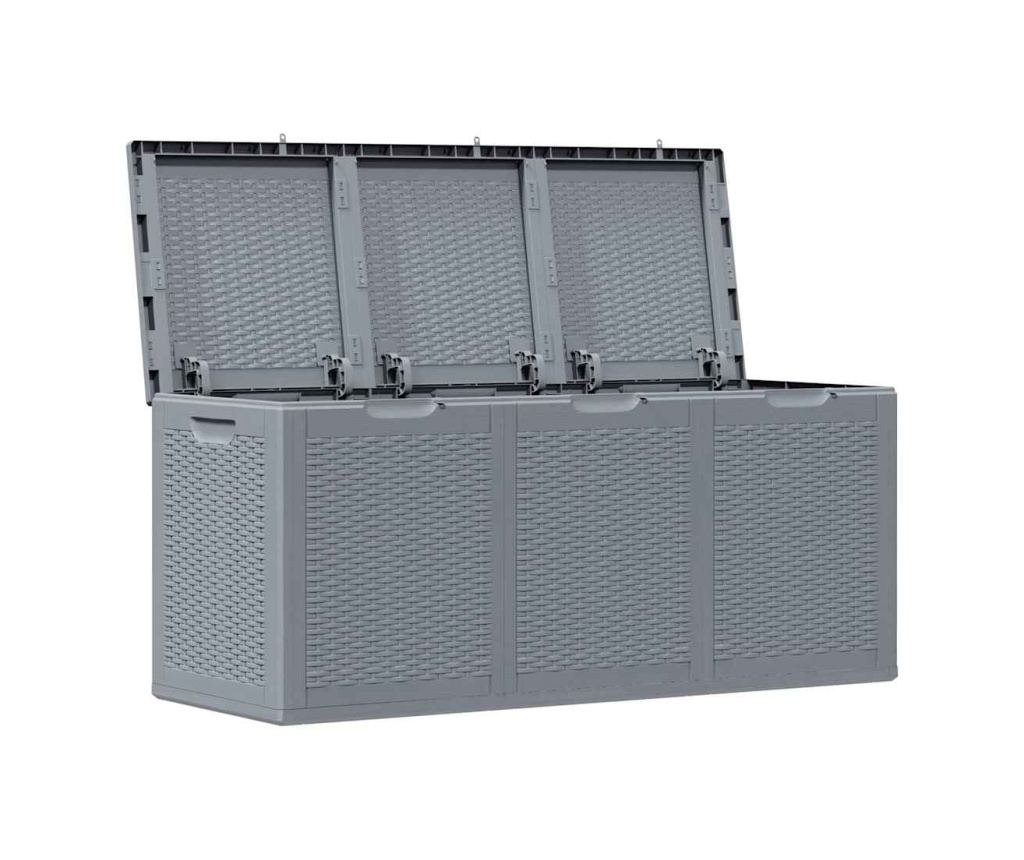 Градинска кутия за съхранение, сива, 270 л, ратан - 2