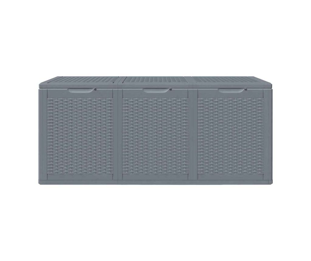 Градинска кутия за съхранение, сива, 270 л, ратан - 3