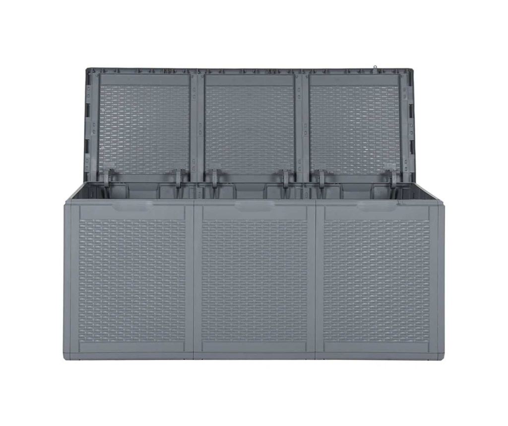 Градинска кутия за съхранение, сива, 270 л, ратан - 4