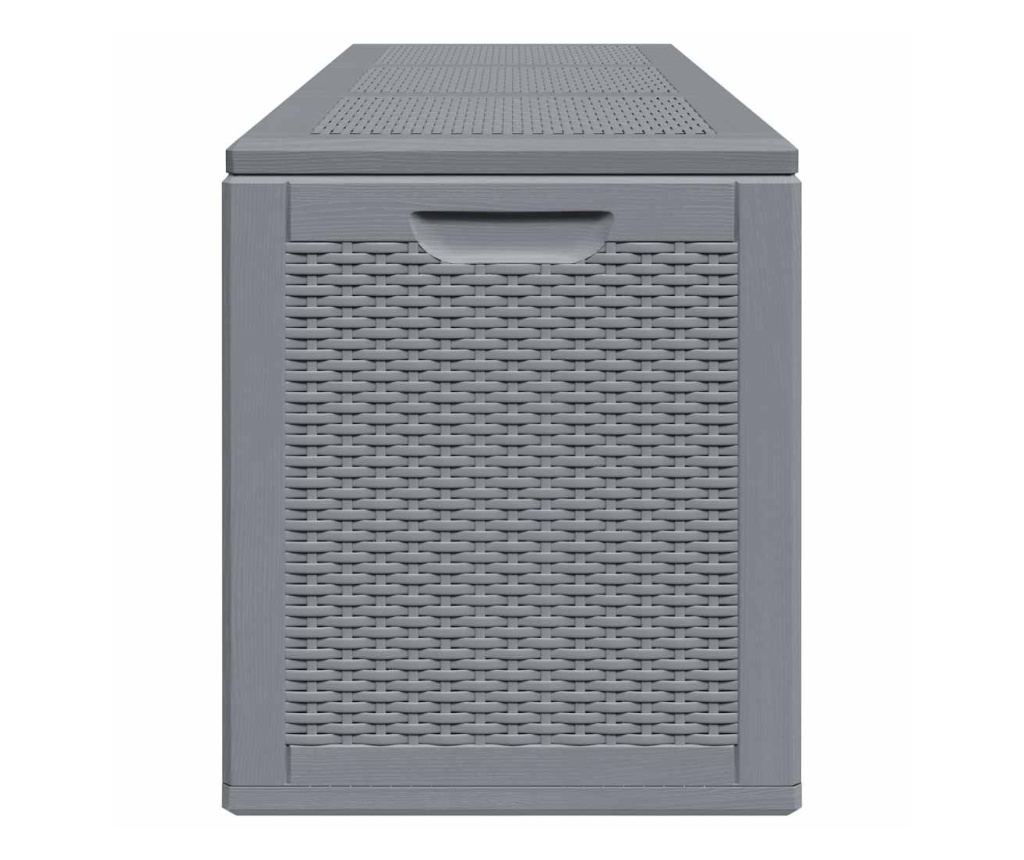 Градинска кутия за съхранение, сива, 270 л, ратан - 5