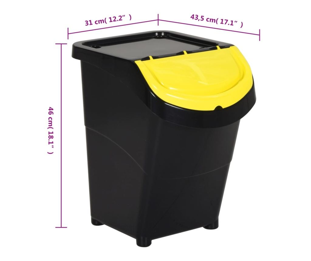 Stackable Bins with Lids, 3 pcs, Black, 120 L, PP - 8