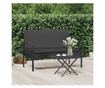 Градинска пейка с възглавница, черна, 105 см, полиратан