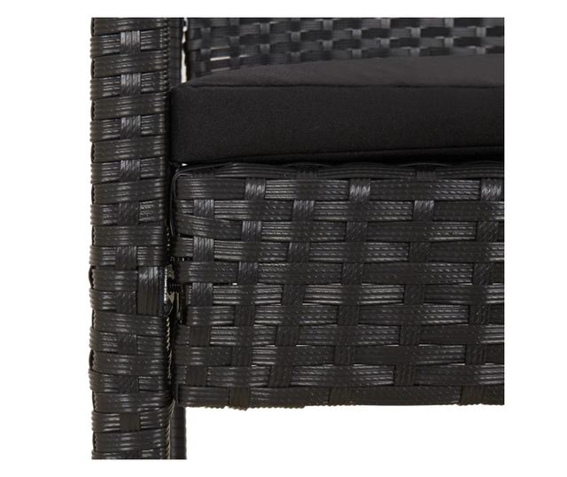 Градинска пейка с възглавница, черна, 105 см, полиратан