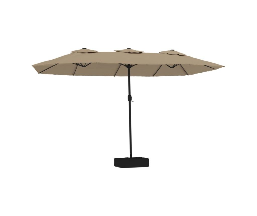 Dwugłowicowy parasol przeciwsłoneczny z diodami LED, kolor szarobrązowy, 449x245 cm - 2