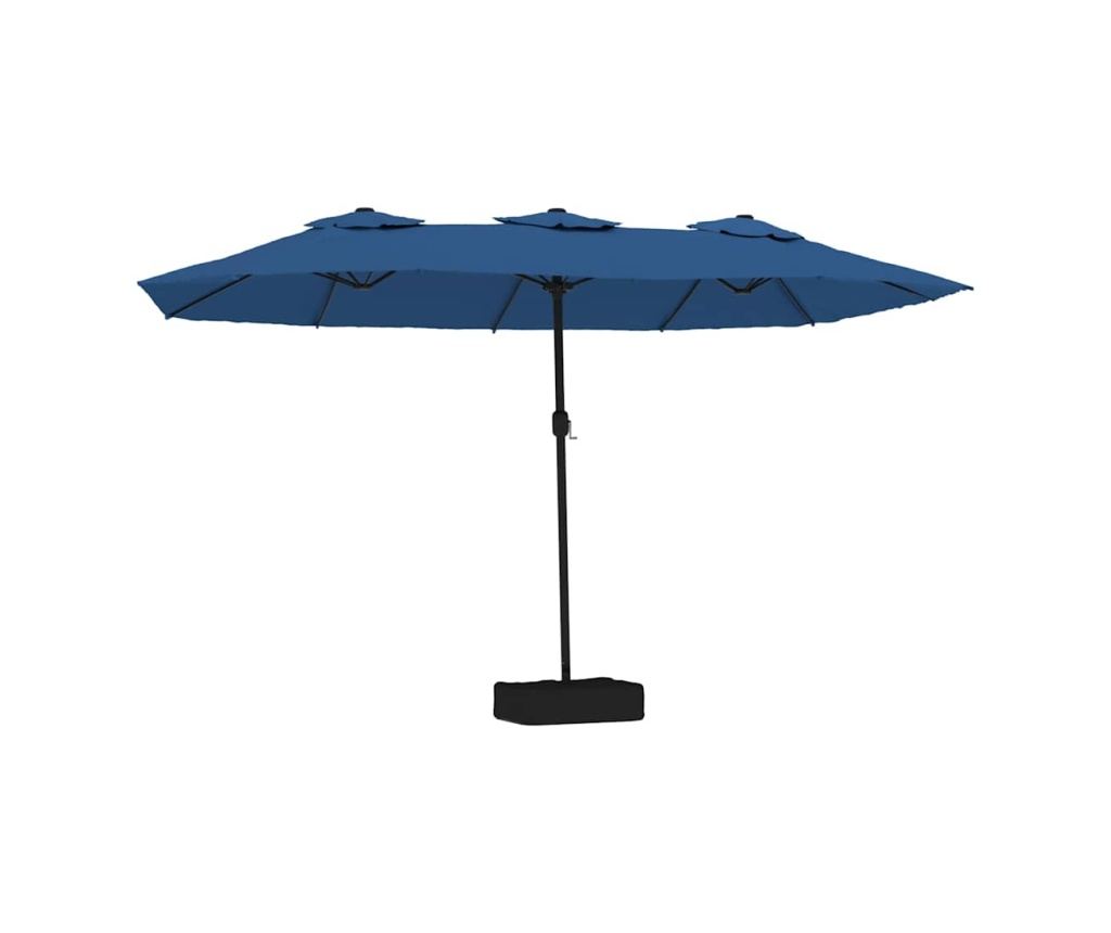 Двоен LED чадър за двор, небесно синьо, 449x245 см - 2