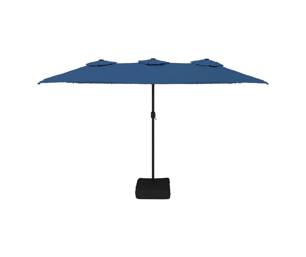 Двоен LED чадър за двор, небесно синьо, 449x245 см - 4