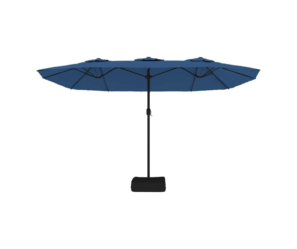 Двоен LED чадър за двор, небесно синьо, 449x245 см - 5