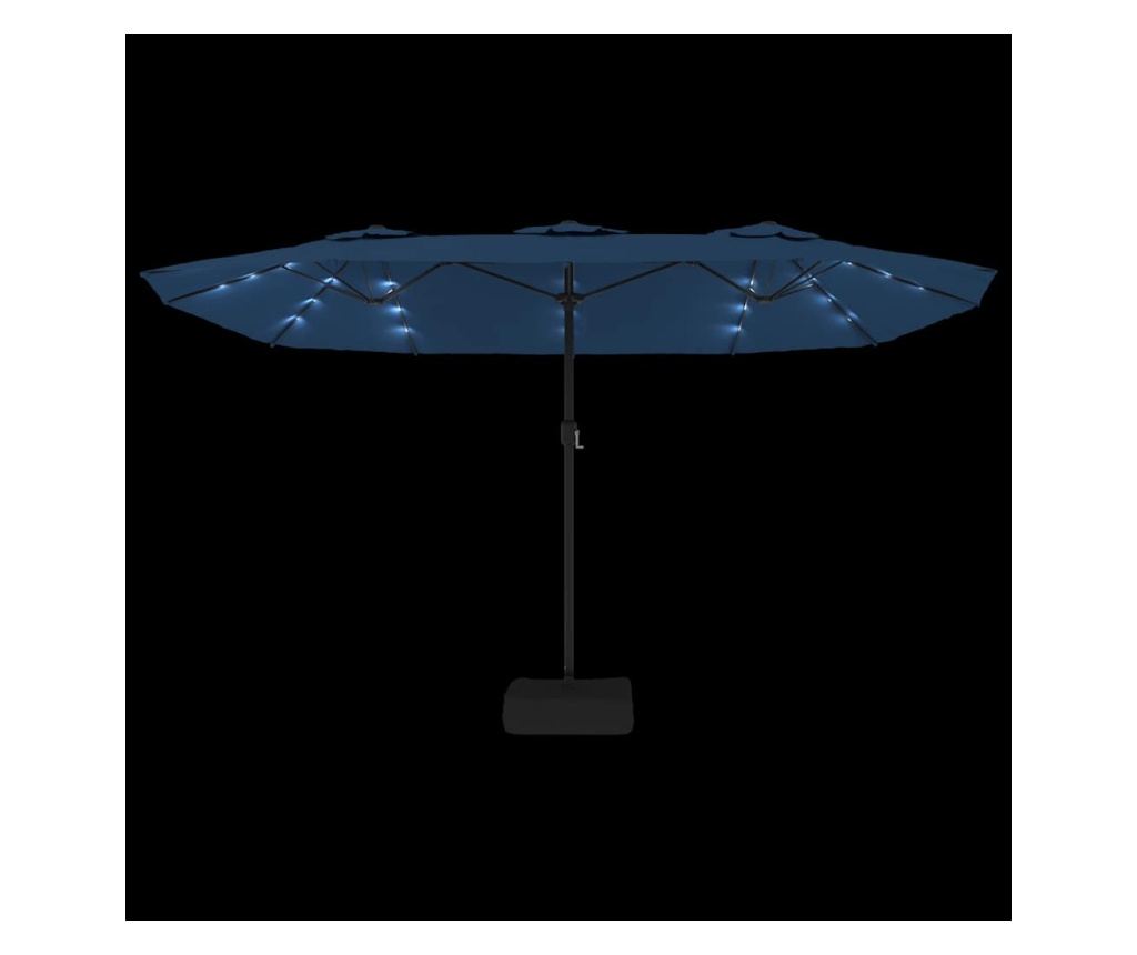 Двоен LED чадър за двор, небесно синьо, 449x245 см - 6