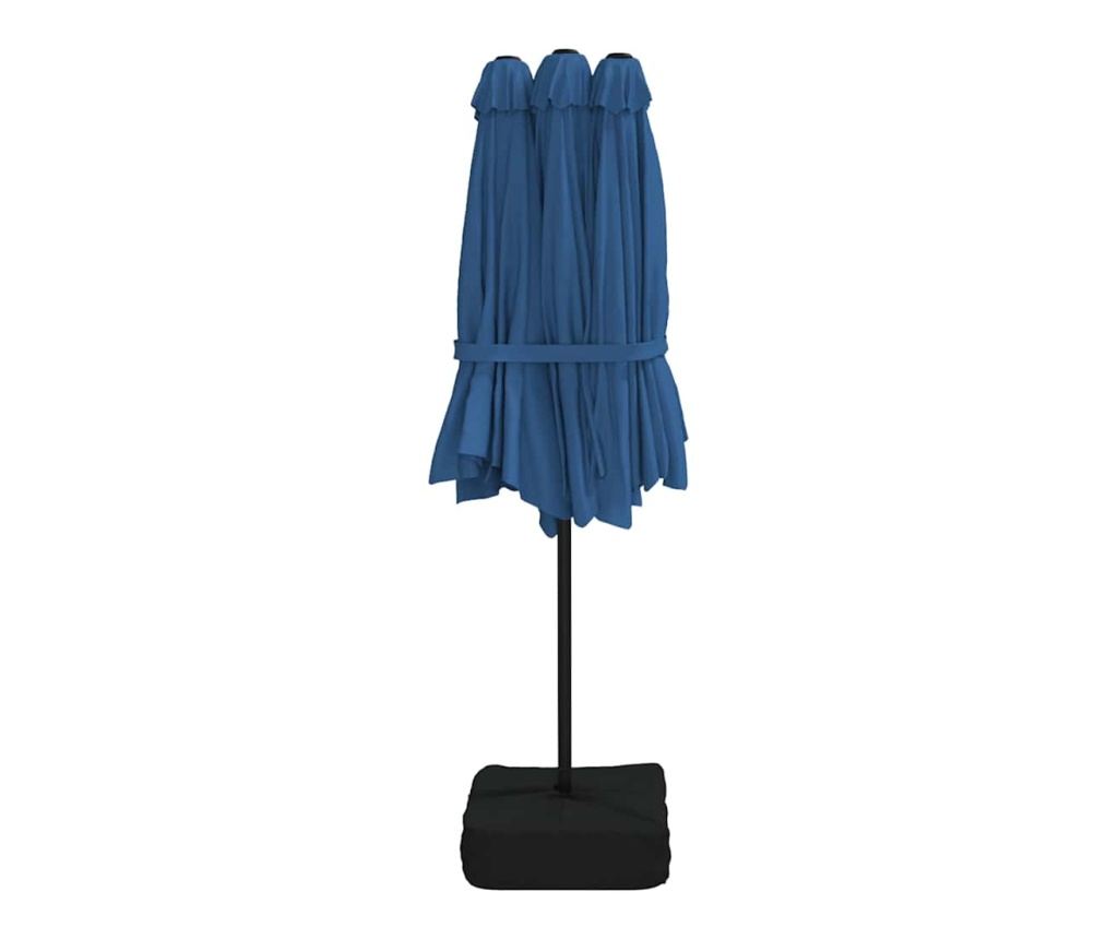 Двоен LED чадър за двор, небесно синьо, 449x245 см - 7