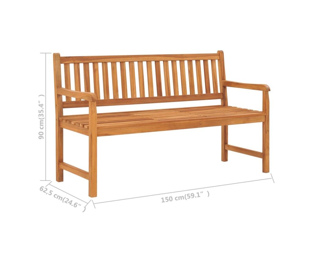 Градинска пейка за 3 души с маса, 150 см, масивна тикова дървесина - 9