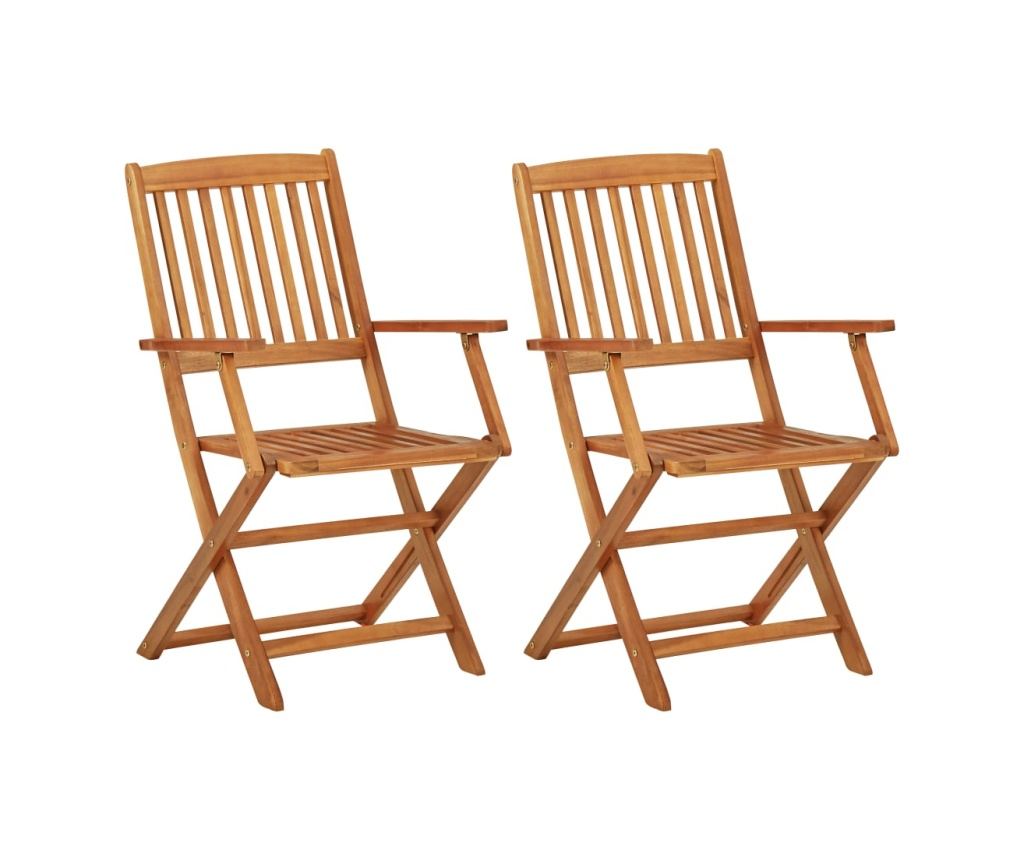 Skládací bistro set, 3 kusy, masivní akáciové dřevo - 7