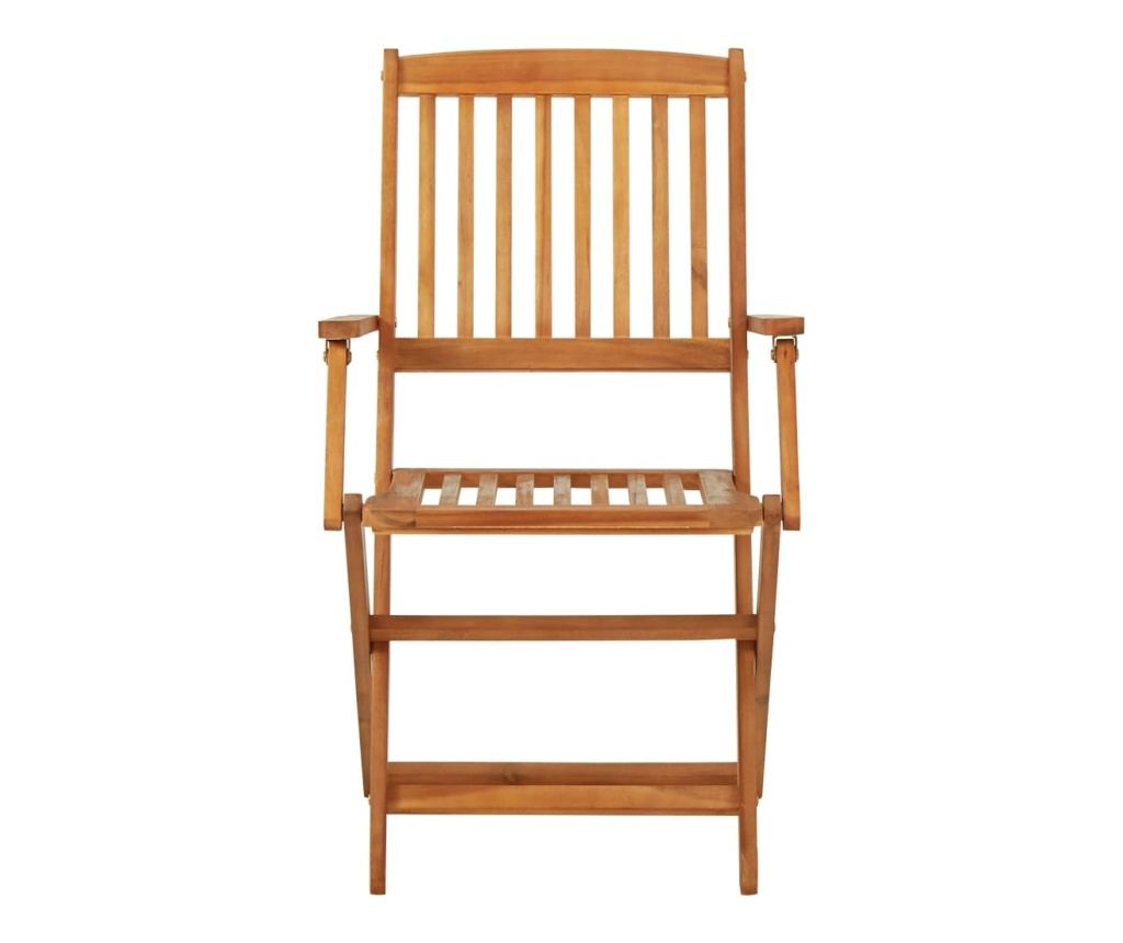 Skládací bistro set, 3 kusy, masivní akáciové dřevo - 9