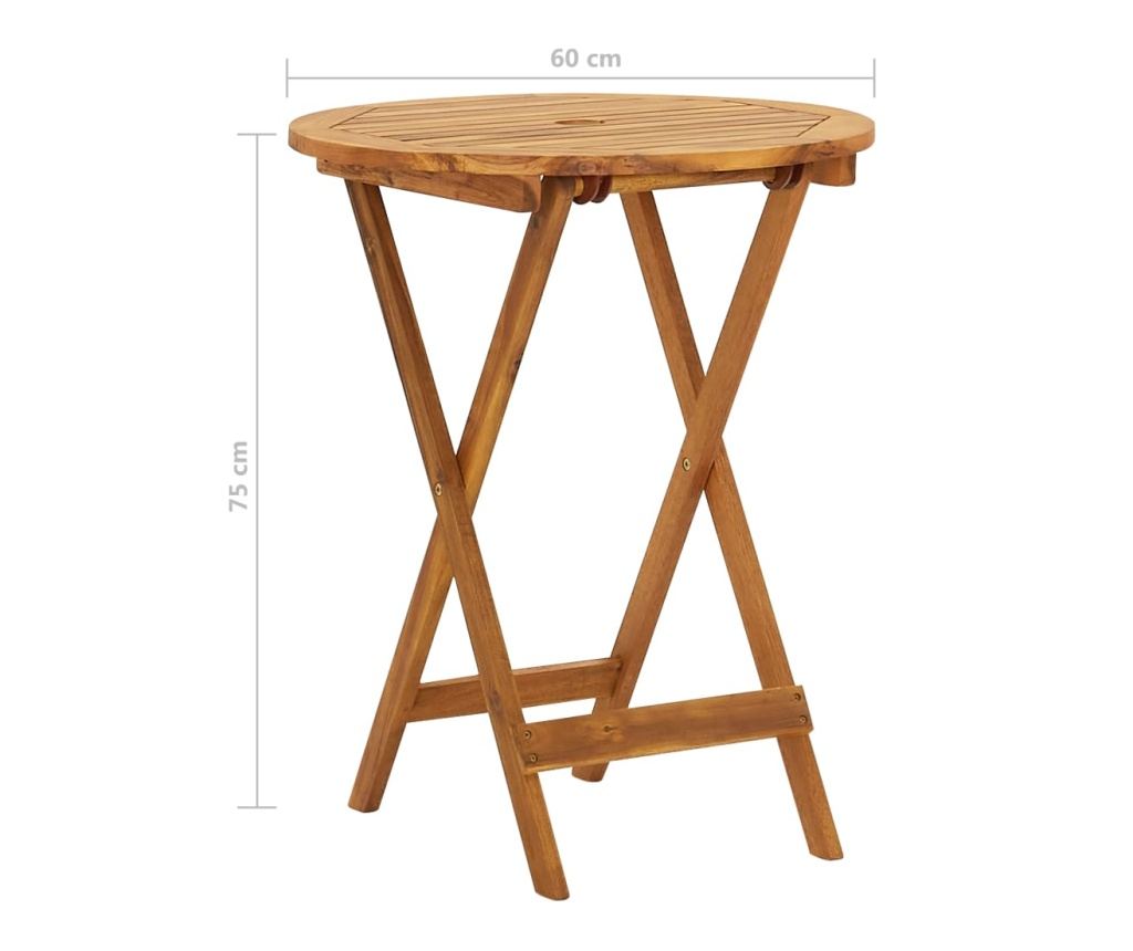 Skládací bistro set, 3 kusy, masivní akáciové dřevo - 11