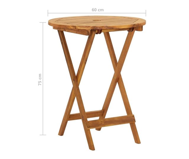 Сгъваем комплект за бистро, 3 части, масивно акациево дърво