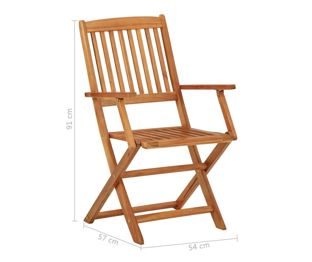 Skládací bistro set, 3 kusy, masivní akáciové dřevo - 12