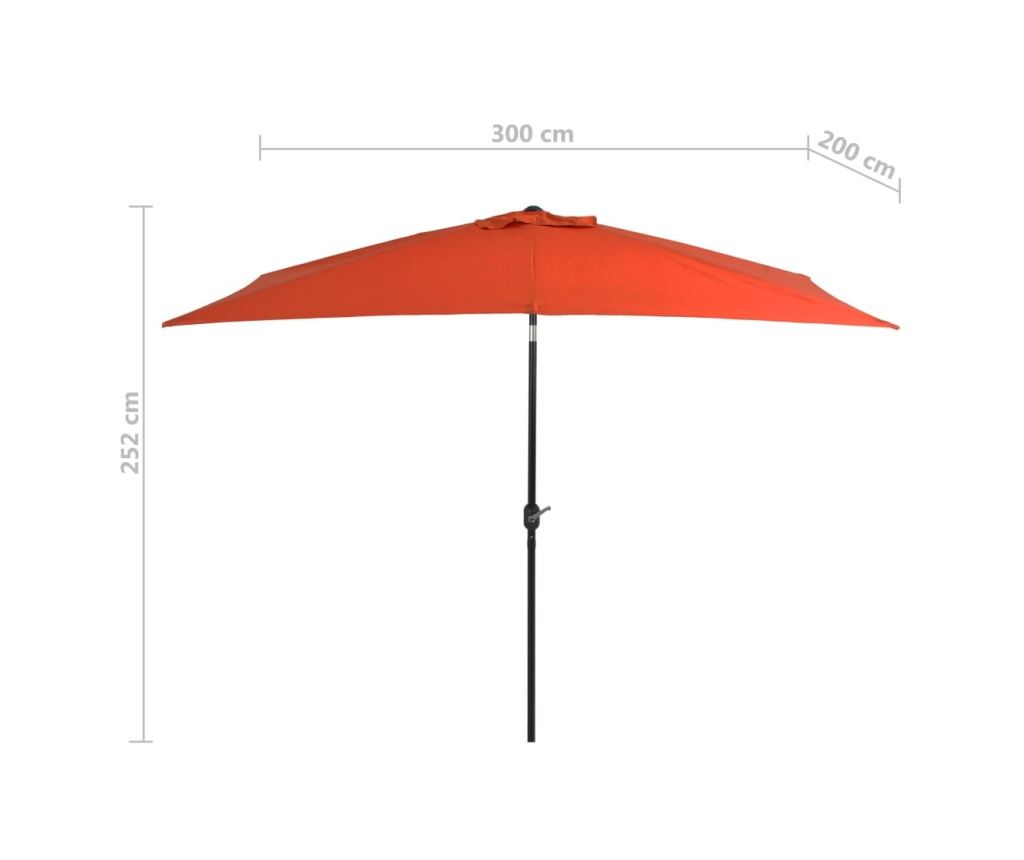 Външен чадър за слънце, метална основа, тухлено червено, 300x200 см - 7