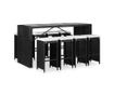 Комплект градински бар мебели, 9 части, Черен, Полиратан