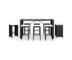 Комплект градински бар мебели, 9 части, Черен, Полиратан