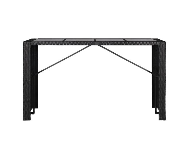 Комплект градински бар мебели, 9 части, Черен, Полиратан