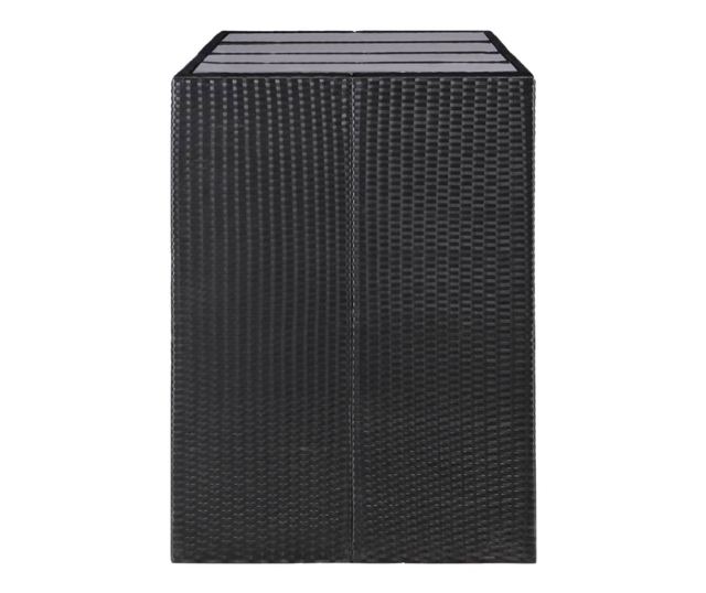 Комплект градински бар мебели, 9 части, Черен, Полиратан