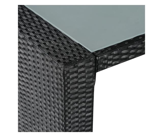 Комплект градински бар мебели, 9 части, Черен, Полиратан