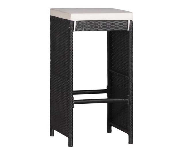 Комплект градински бар мебели, 9 части, Черен, Полиратан