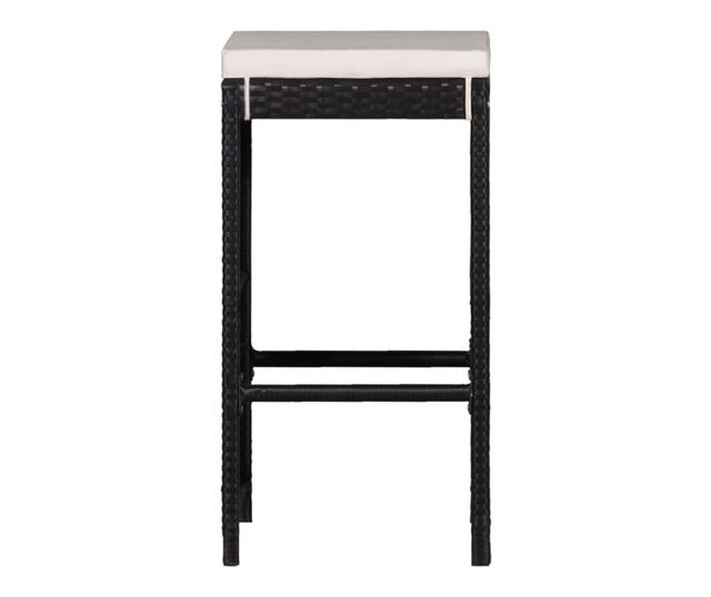 Комплект градински бар мебели, 9 части, Черен, Полиратан