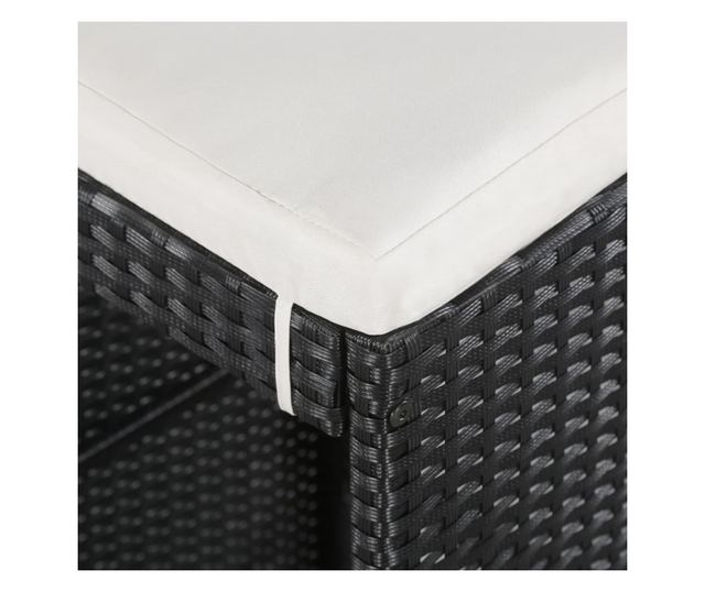 Комплект градински бар мебели, 9 части, Черен, Полиратан