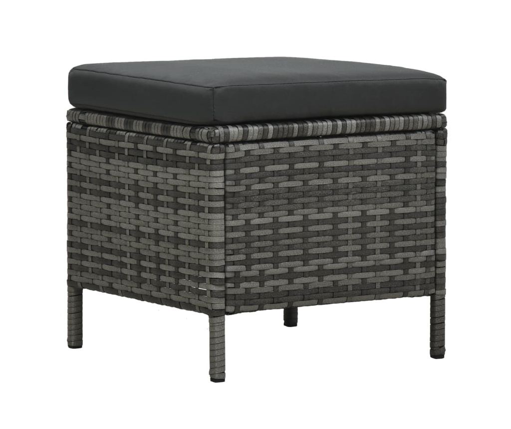 Set mobilier de grădină cu perne, 4 piese, gri, poliratan - 6