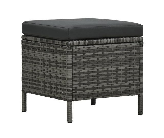 Градински комплект с възглавници, 4 части, Сив, Поли ратан