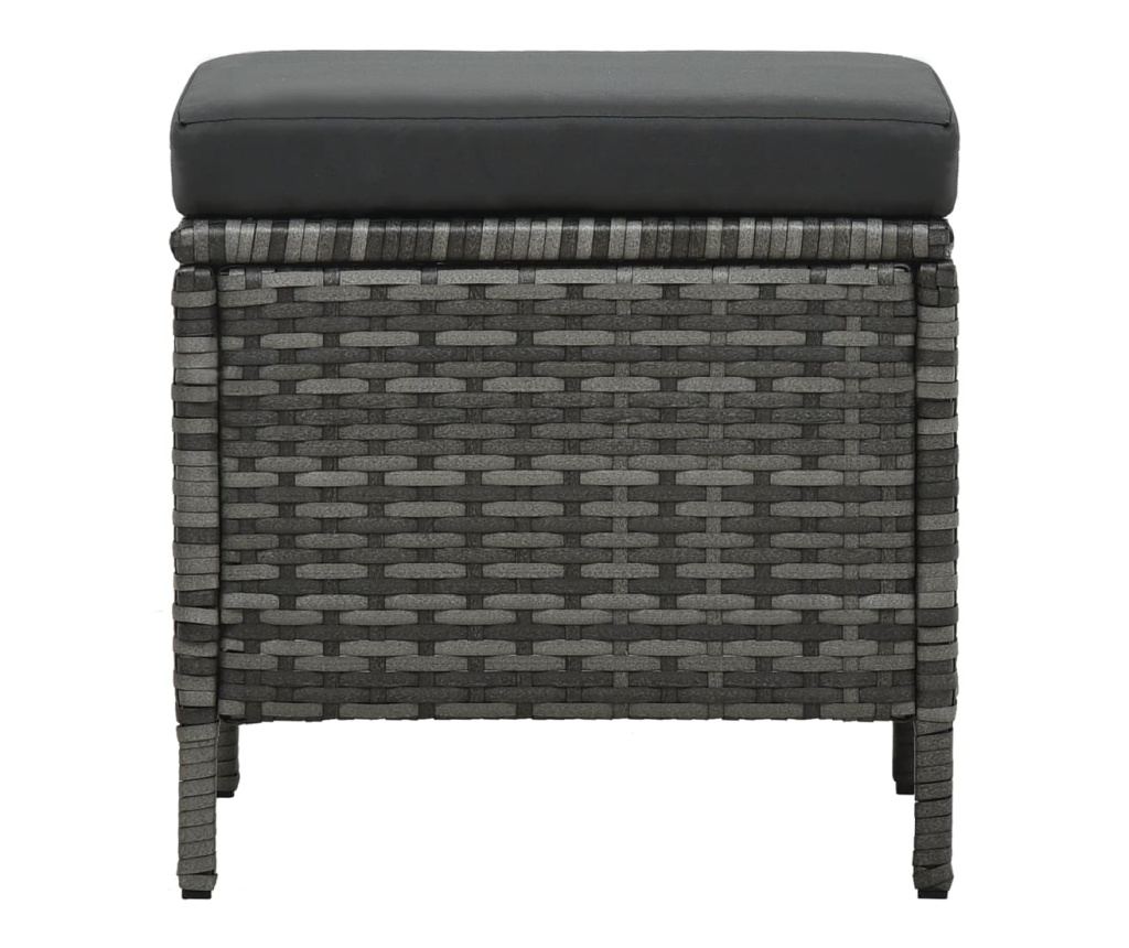 Set mobilier de grădină cu perne, 4 piese, gri, poliratan - 7