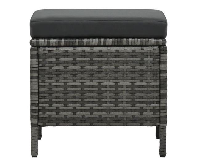 Градински комплект с възглавници, 4 части, Сив, Поли ратан