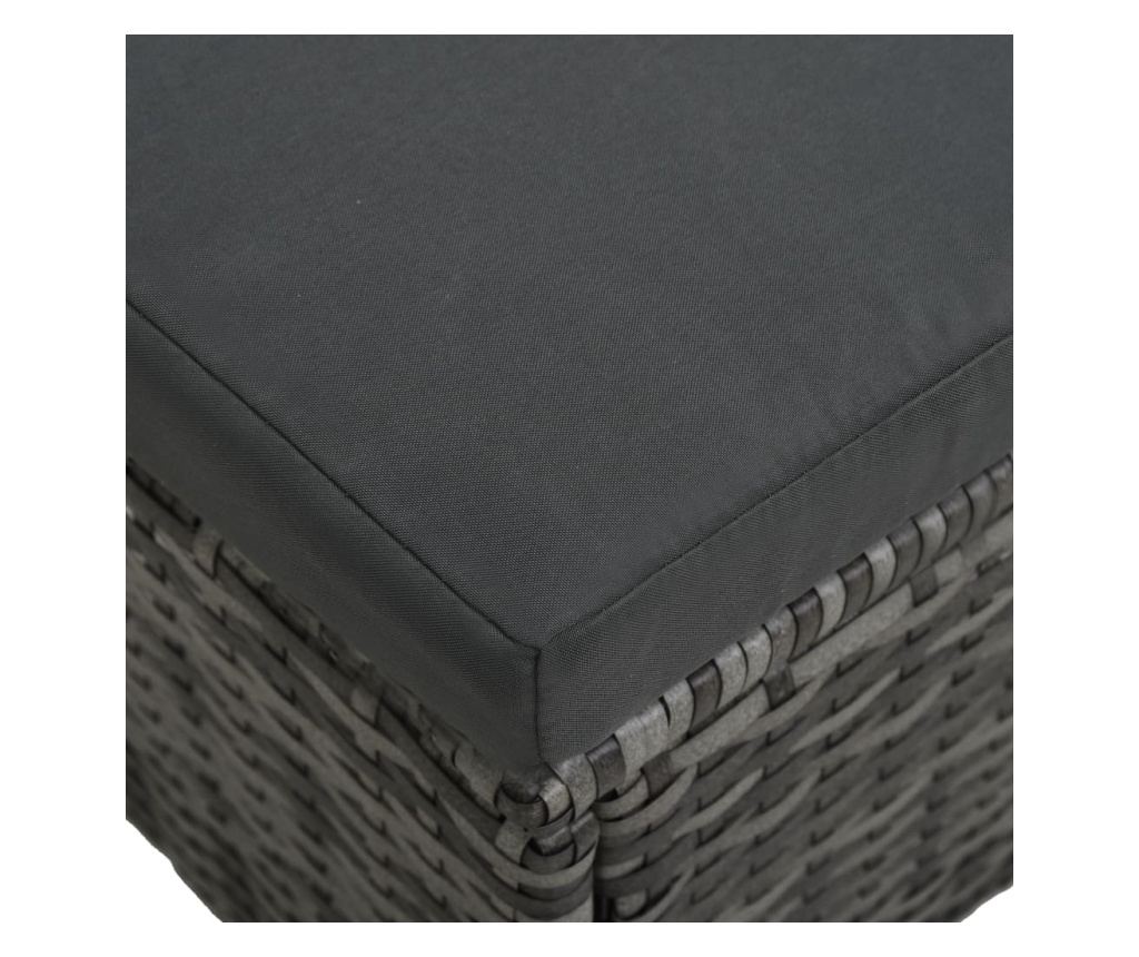 Set mobilier de grădină cu perne, 4 piese, gri, poliratan - 9