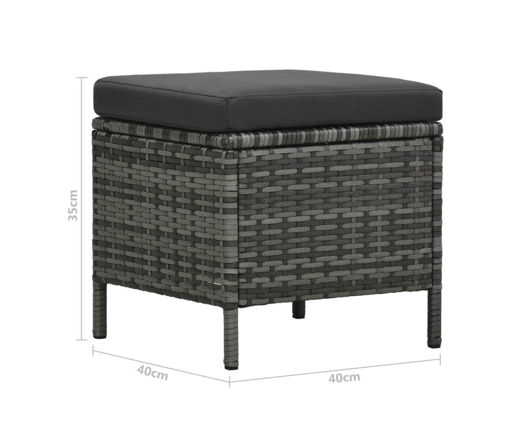 Set mobilier de grădină cu perne, 4 piese, gri, poliratan - 12