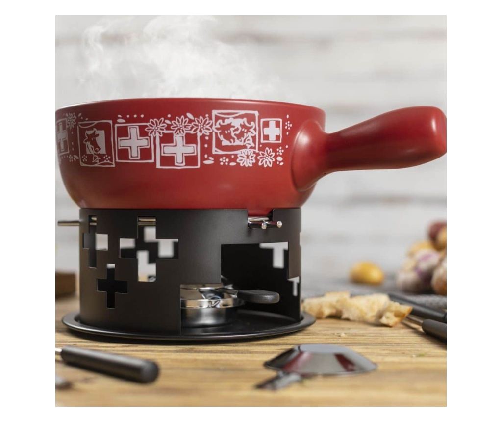 Фондю комплект, Kuhn Rikon, Швейцарско сирене, червен - 5