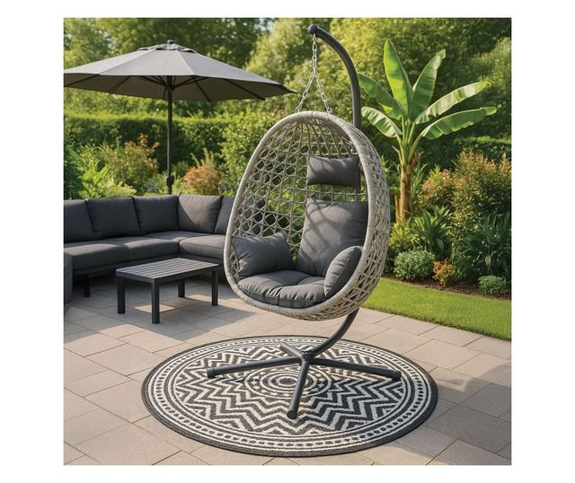 Люлка, До 130 кг, Висяща, Възглавници, Метал, Полиестер, 91x65x107 см, Сив