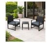 Градински комплект, До 110 кг, 2 кресла, 1 квадратна масичка, Възглавници, Стомана, 59x51x74.5 см, Черен/Сив thumbnail 2