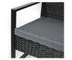 Градински комплект, До 110 кг, 2 кресла, 1 квадратна масичка, Възглавници, Стомана, 59x51x74.5 см, Черен/Сив thumbnail 4