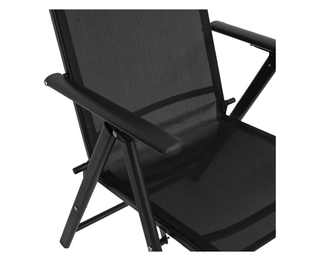 Градински стол, До 120 кг, Сгъваема конструкция, Метал, Полиестер, 69x55x102 см, Черен - 6