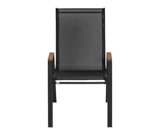 Градински стол, До 130 кг, Сгъваема конструкция, Метал, 75x55x91 см, Черен