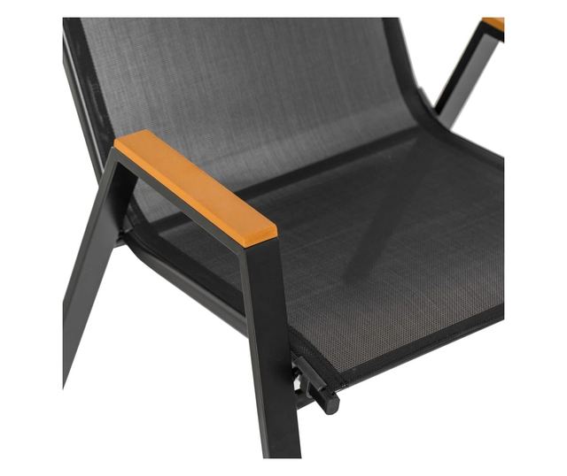 Градински стол, До 130 кг, Сгъваема конструкция, Метал, 75x55x91 см, Черен