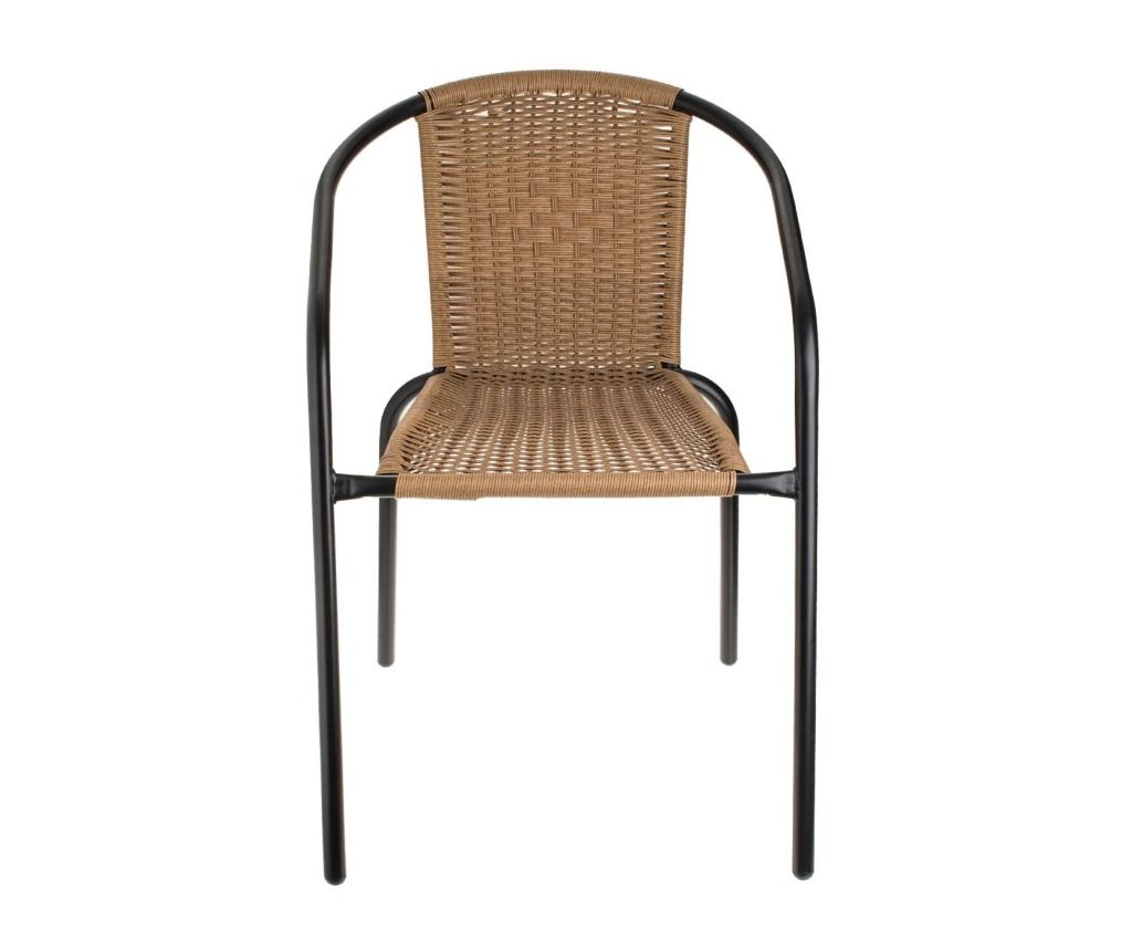 Градински стол, Плетен дизайн, Метал, Пластмаса, 54x63x76 см, Кафяв - 3