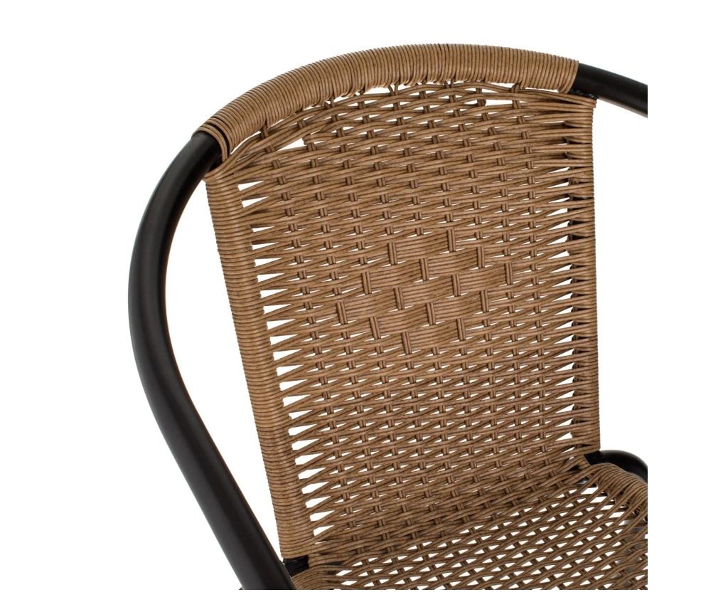 Градински стол, Плетен дизайн, Метал, Пластмаса, 54x63x76 см, Кафяв - 4