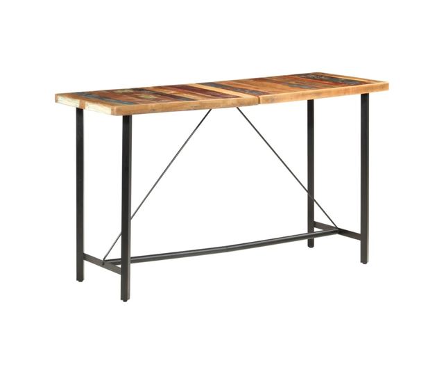 Мебели за бар комплект 7 части Рециклирано масивно дърво и естествена кожа