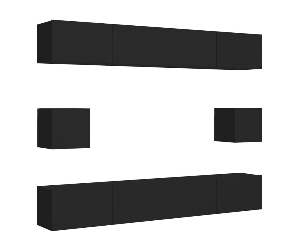 TV Ormarić Set, 6 Komada, Crni, Iverica - 2