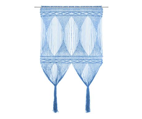 Firanka makramowa, niebieska, 140 x 240 cm, bawełna