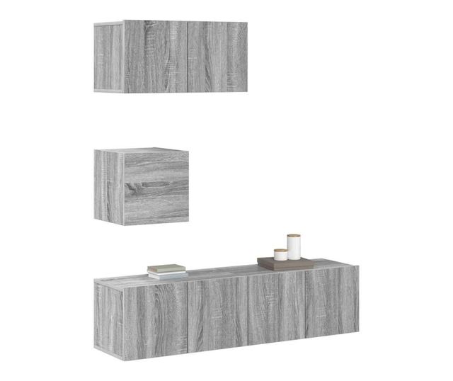 TV omarica, komplet, 4 kosi, sonoma siva, iverna plošča